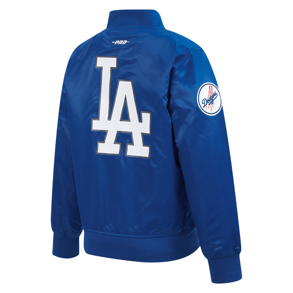 Pro Standard kids Los Angeles Dodgers Classic Chenille satin jacket in Dodger Blue, back