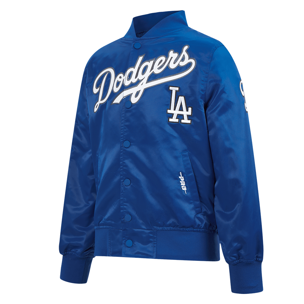 Pro Standard kids Los Angeles Dodgers Classic Chenille satin jacket in Dodger Blue, front angle