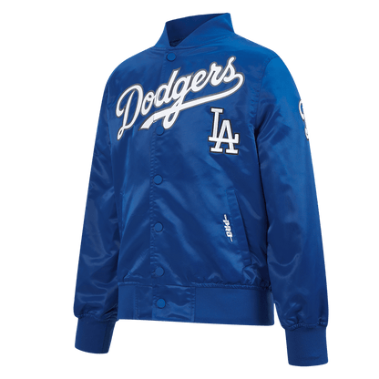 Pro Standard kids Los Angeles Dodgers Classic Chenille satin jacket in Dodger Blue, front angle