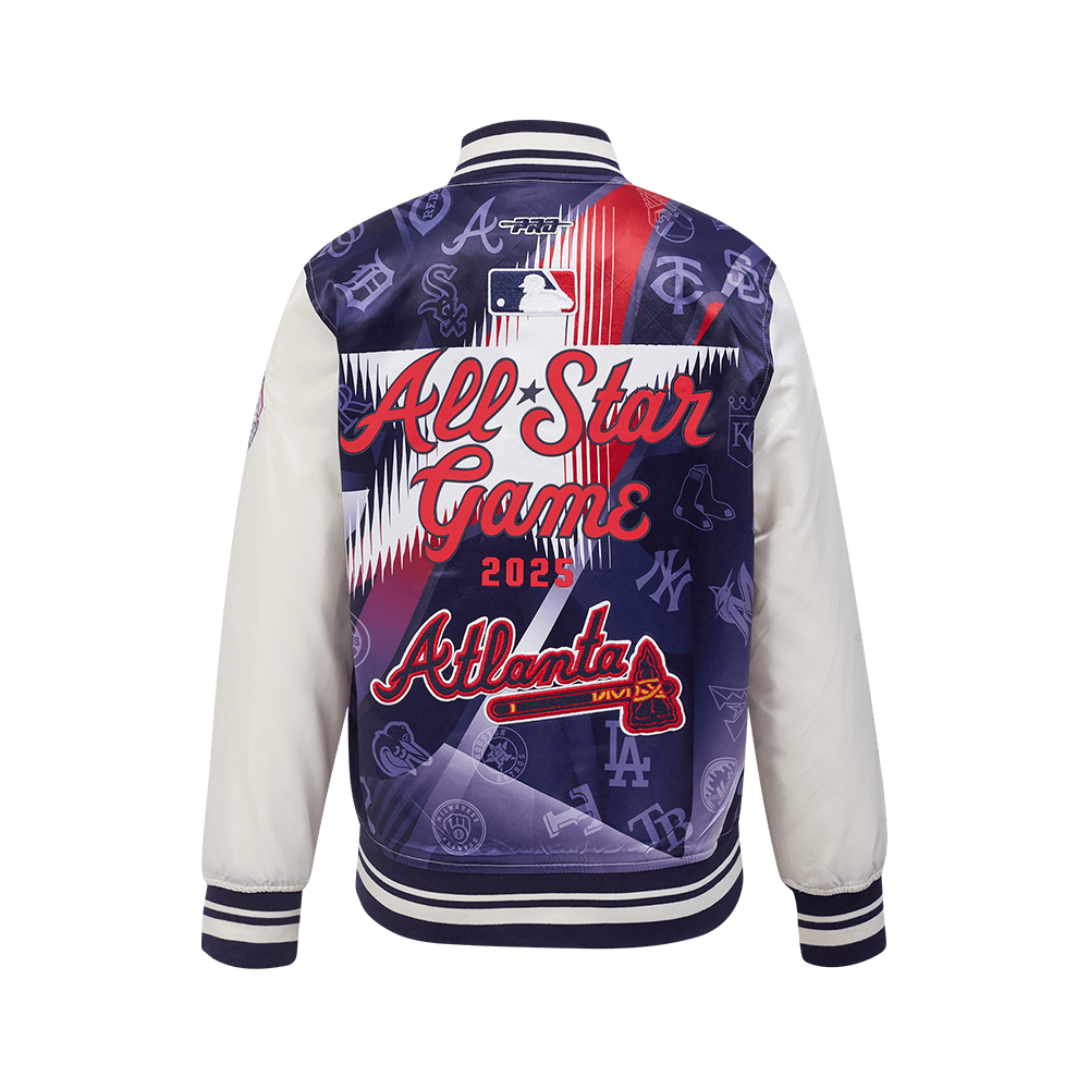 Pro Standard kids MLB All-Star 2025 satin jacket in Eggshell/Midnight Navy, back