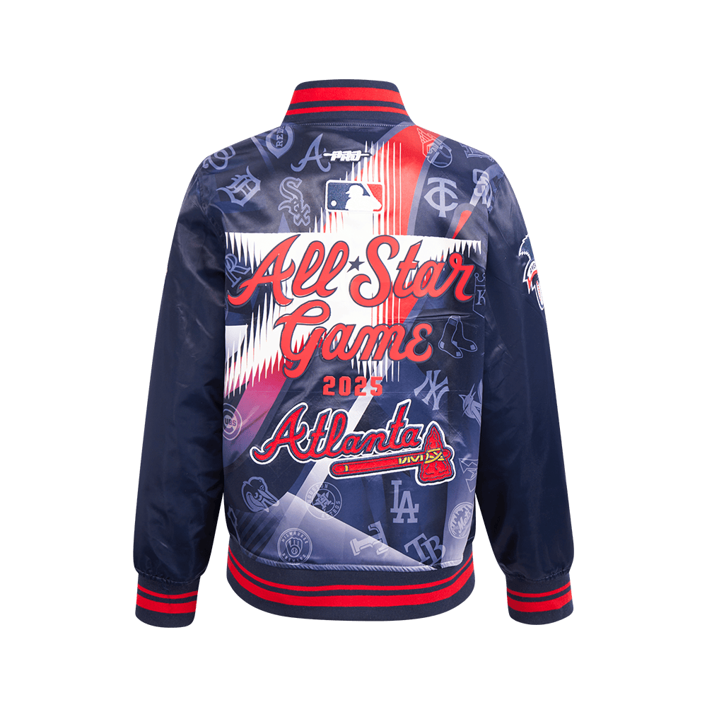 Pro Standard kids MLB All-Star 2025 satin jacket in Midnight Navy/Red/Midnight Navy, back