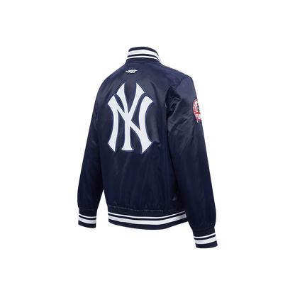 Pro Standard kids New York Yankees Script Tail satin jacket in Midnight Navy, back angle