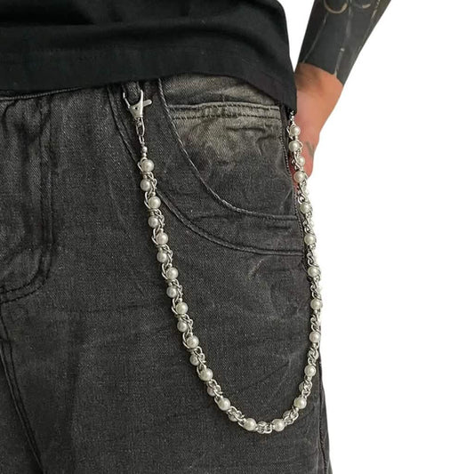 Luxe Pearl Jean Chain from On Time Fashions – Jean Chain by LUXE, Birmingham AL’s 1 fashion store and premier destination for streetwear, suits, kids fashion, and big & tall