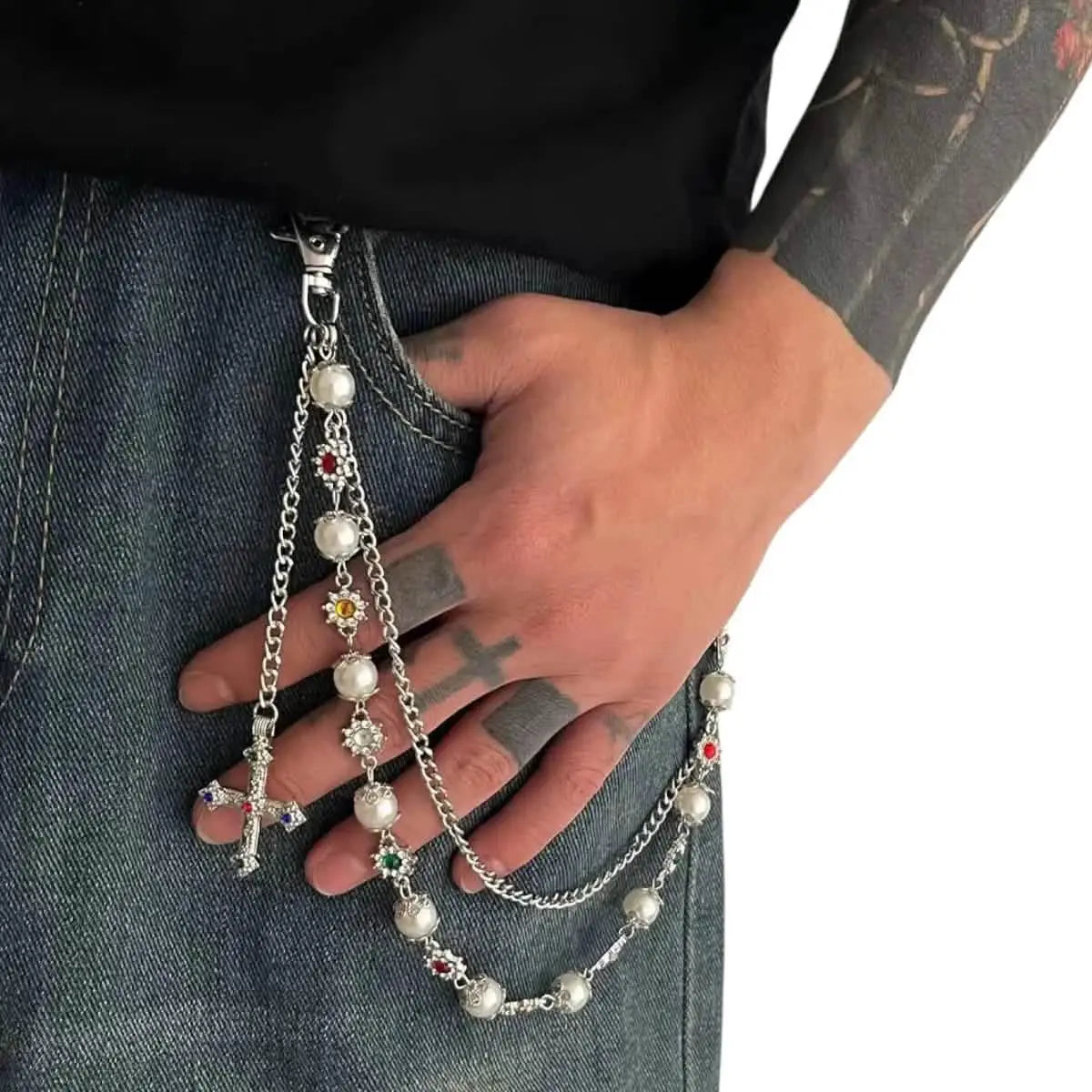 Luxe Pearl Rosary Jean Chain by LUXE
