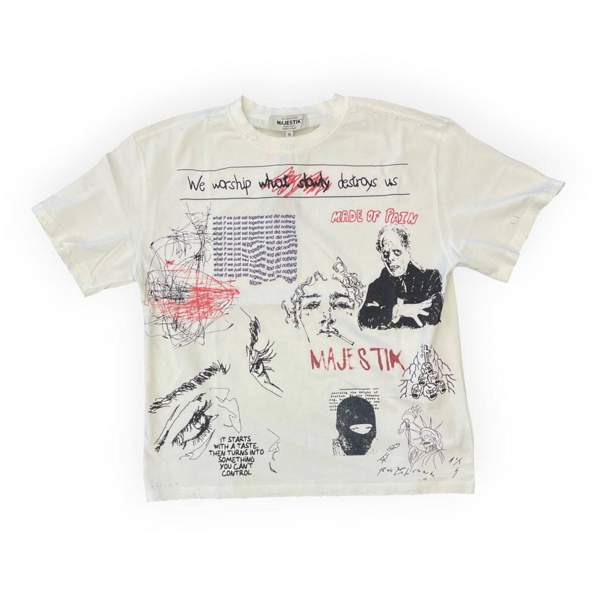 Majestik Print Patch Collage Tee – White front