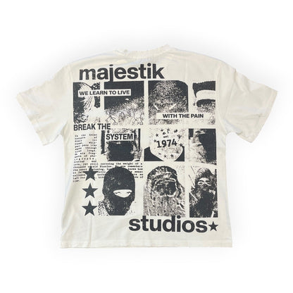 Majestik Print Patch Collage Tee – White back