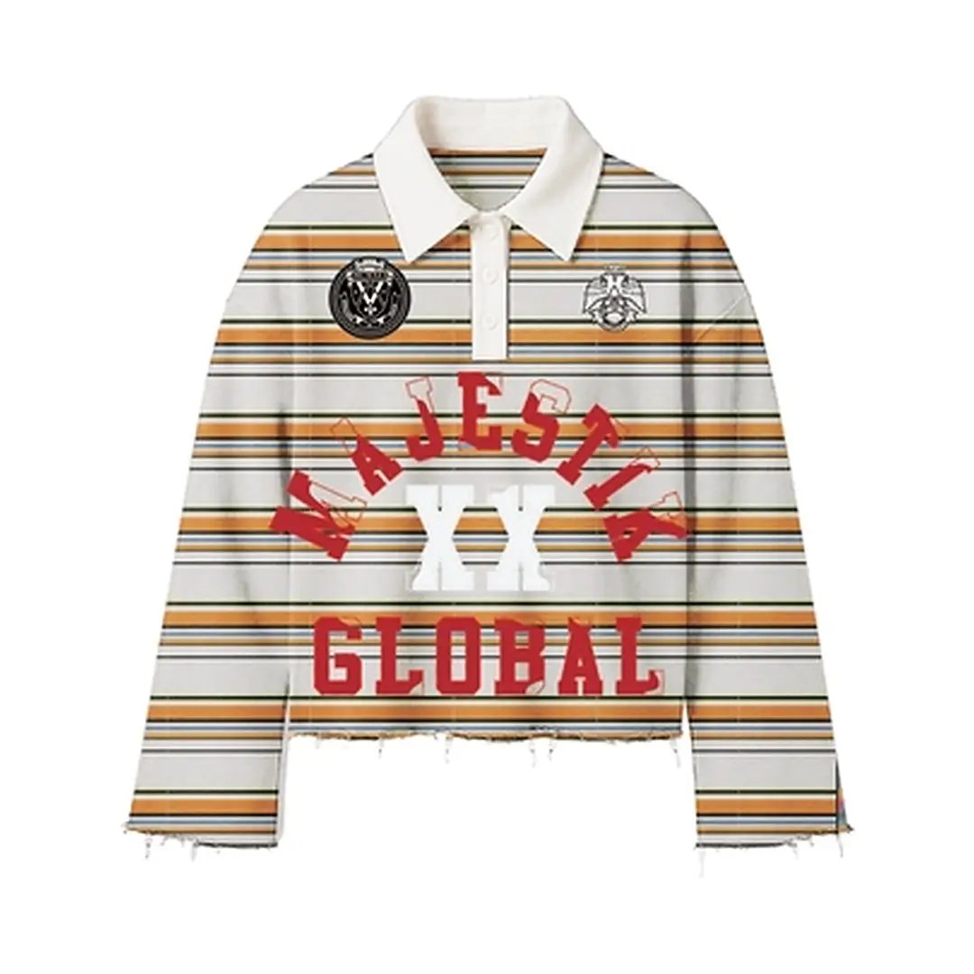Majestik Global Stripe Long Sleeve Polo – Orange by Majestik