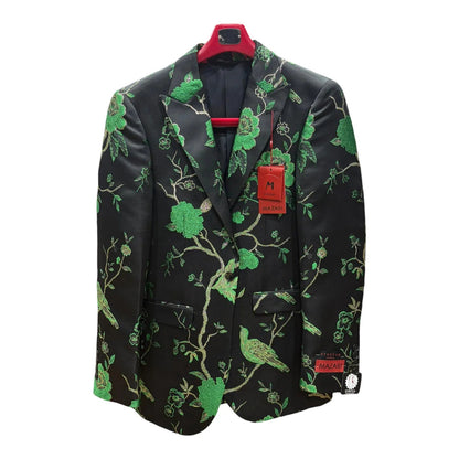 Mazari Floral Metallic Blazer – 9642 from On Time Fashions – Blazer by MM Fashion & Design Inc., Birmingham AL’s 1 fashion store and premier destination for streetwear, suits, kids fashion, and big & tall