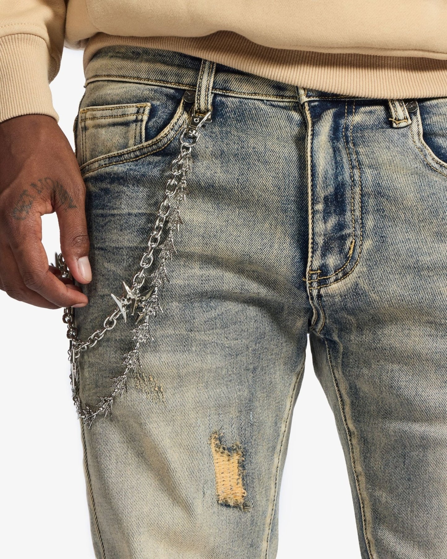 Melee Denim Saladin Jeans from On Time Fashions – jeans by House of Rio Holdings, Birmingham AL’s 1 fashion store and premier destination for streetwear, suits, kids fashion, and big & tall