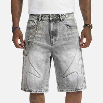 Melee Denim Shogun Embossed Jorts from On Time Fashions – Shorts by Melee Denim, Birmingham AL’s 1 fashion store and premier destination for streetwear, suits, kids fashion, and big & tall