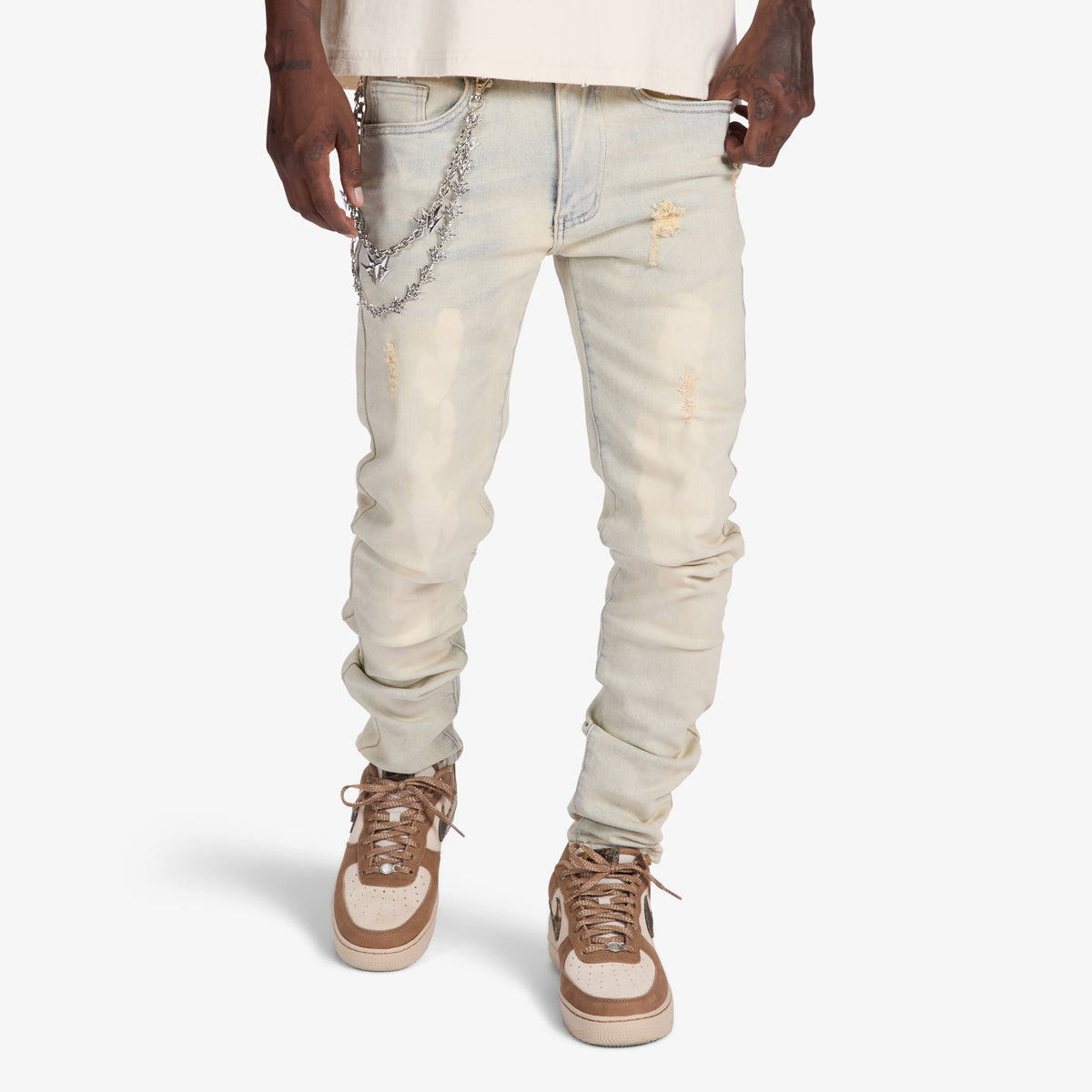 Melee Denim Topeka Jeans in Light Stone, front view