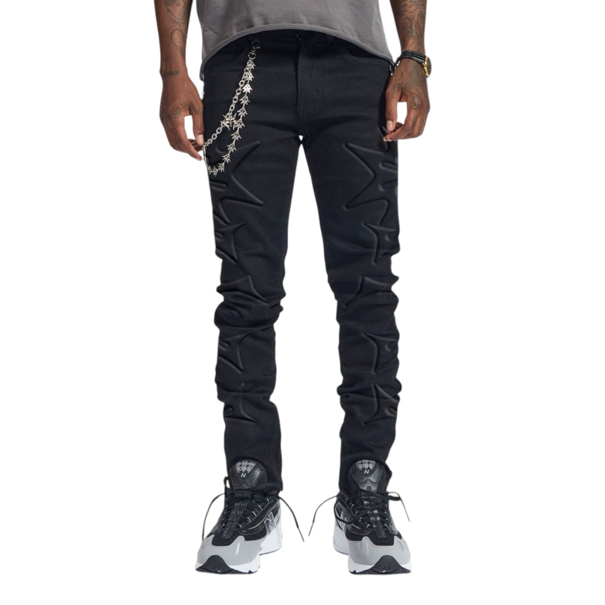 Melee Denim Ninja embossed skinny jeans — Black