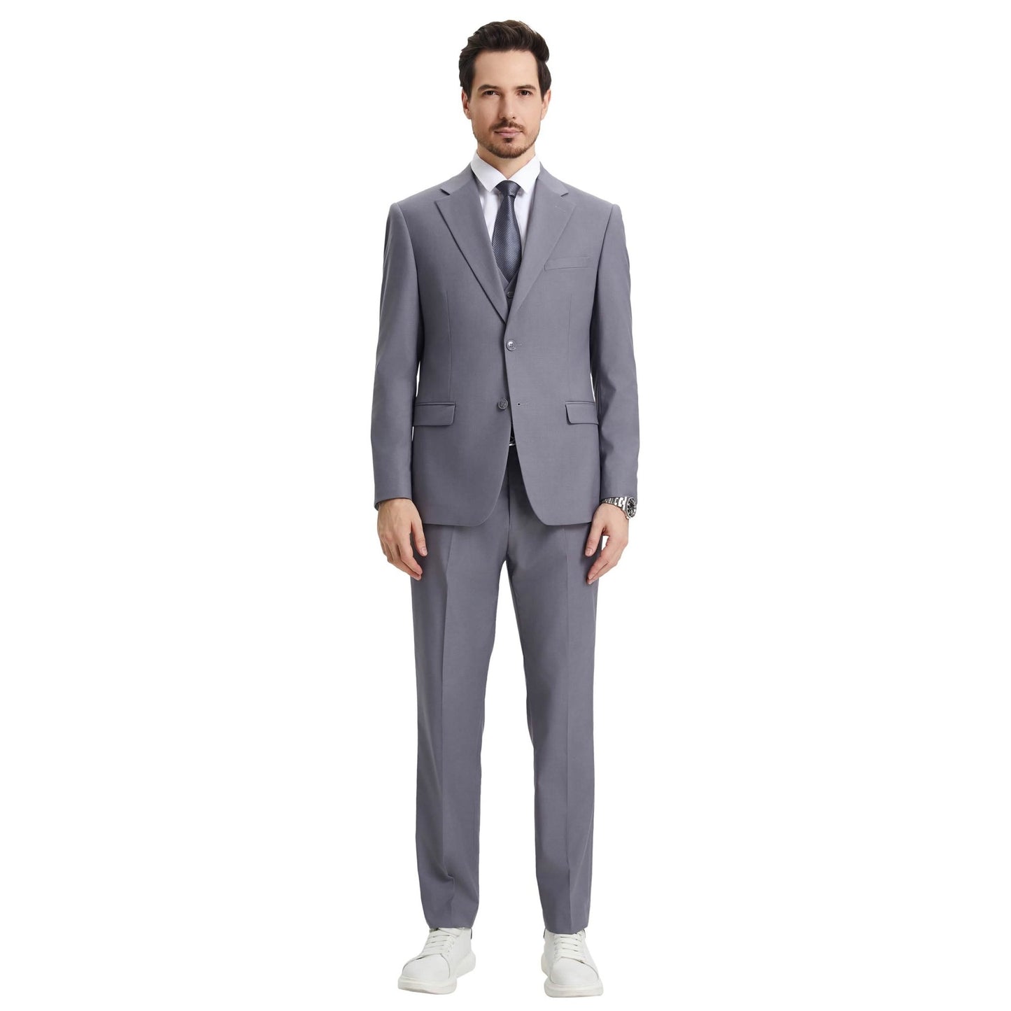 Men's Stacy Adams Hybrid-Fit 3pc Notch Lapel Suit Set, Jacket Vest and Pants from On Time Fashions – Mens-Suits by Stacy Adams, Birmingham AL’s 1 fashion store and premier destination for streetwear, suits, kids fashion, and big & tall