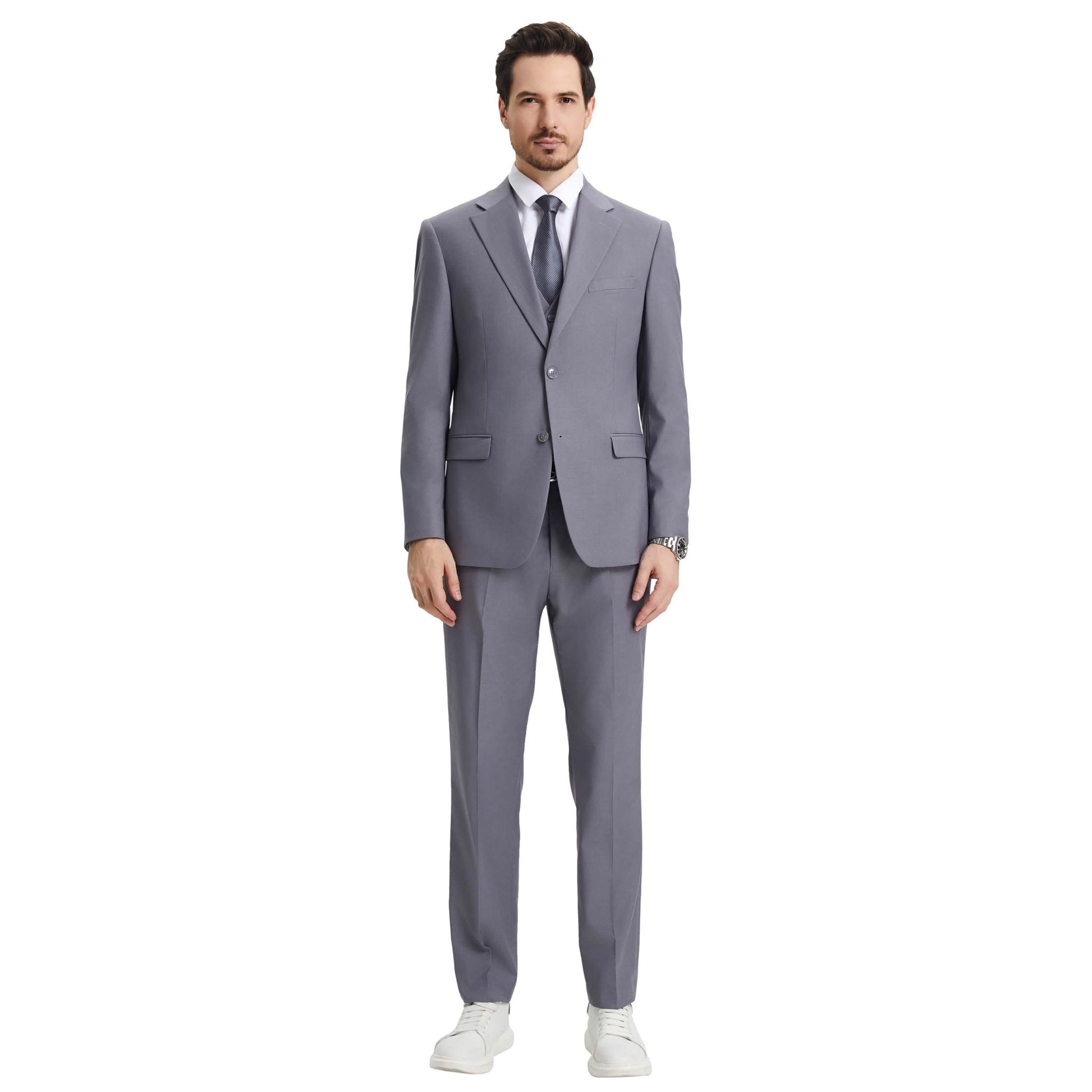 Men's Stacy Adams Hybrid-Fit 3pc Notch Lapel Suit Set, Jacket Vest and Pants from On Time Fashions – Mens-Suits by Stacy Adams, Birmingham AL’s 1 fashion store and premier destination for streetwear, suits, kids fashion, and big & tall