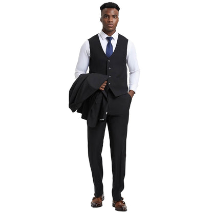 Men's Stacy Adams Hybrid-Fit 3pc Notch Lapel Suit Set, Jacket Vest and Pants from On Time Fashions – Mens-Suits by Stacy Adams, Birmingham AL’s 1 fashion store and premier destination for streetwear, suits, kids fashion, and big & tall