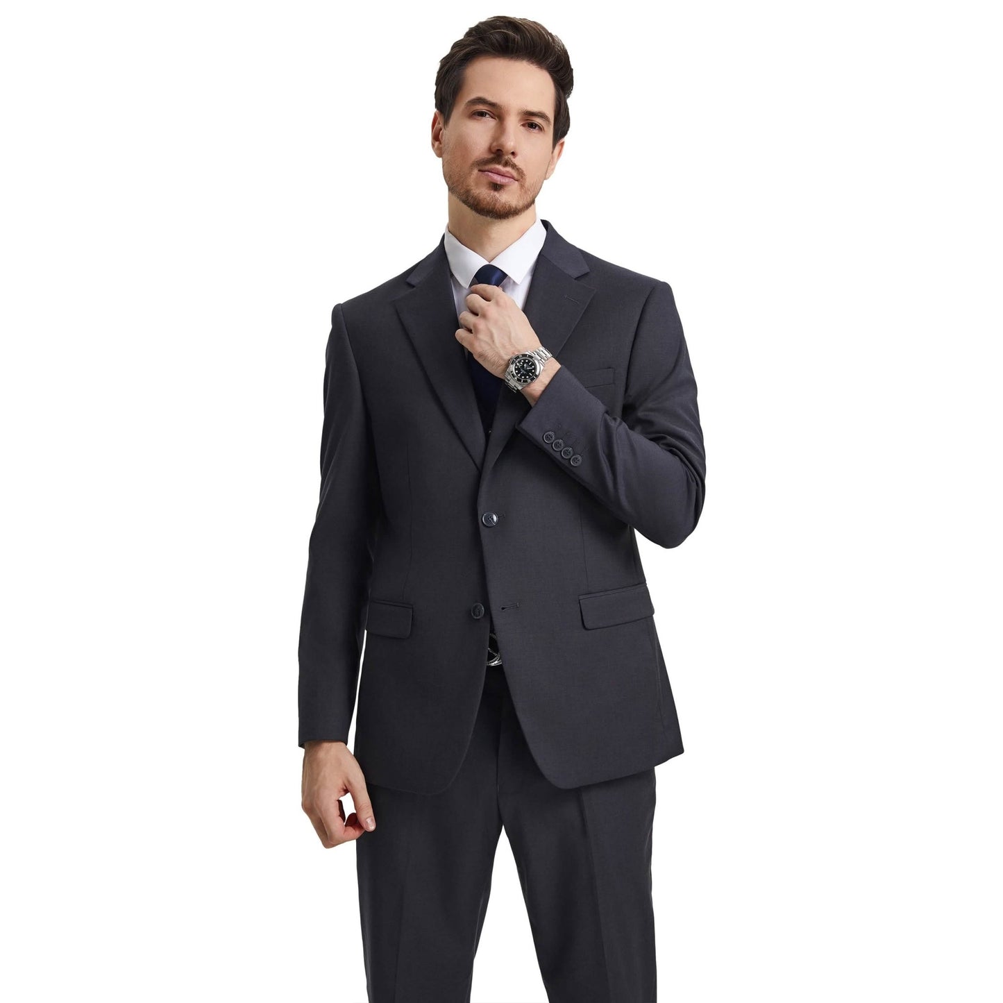 Men's Stacy Adams Hybrid-Fit 3pc Notch Lapel Suit Set, Jacket Vest and Pants from On Time Fashions – Mens-Suits by Stacy Adams, Birmingham AL’s 1 fashion store and premier destination for streetwear, suits, kids fashion, and big & tall