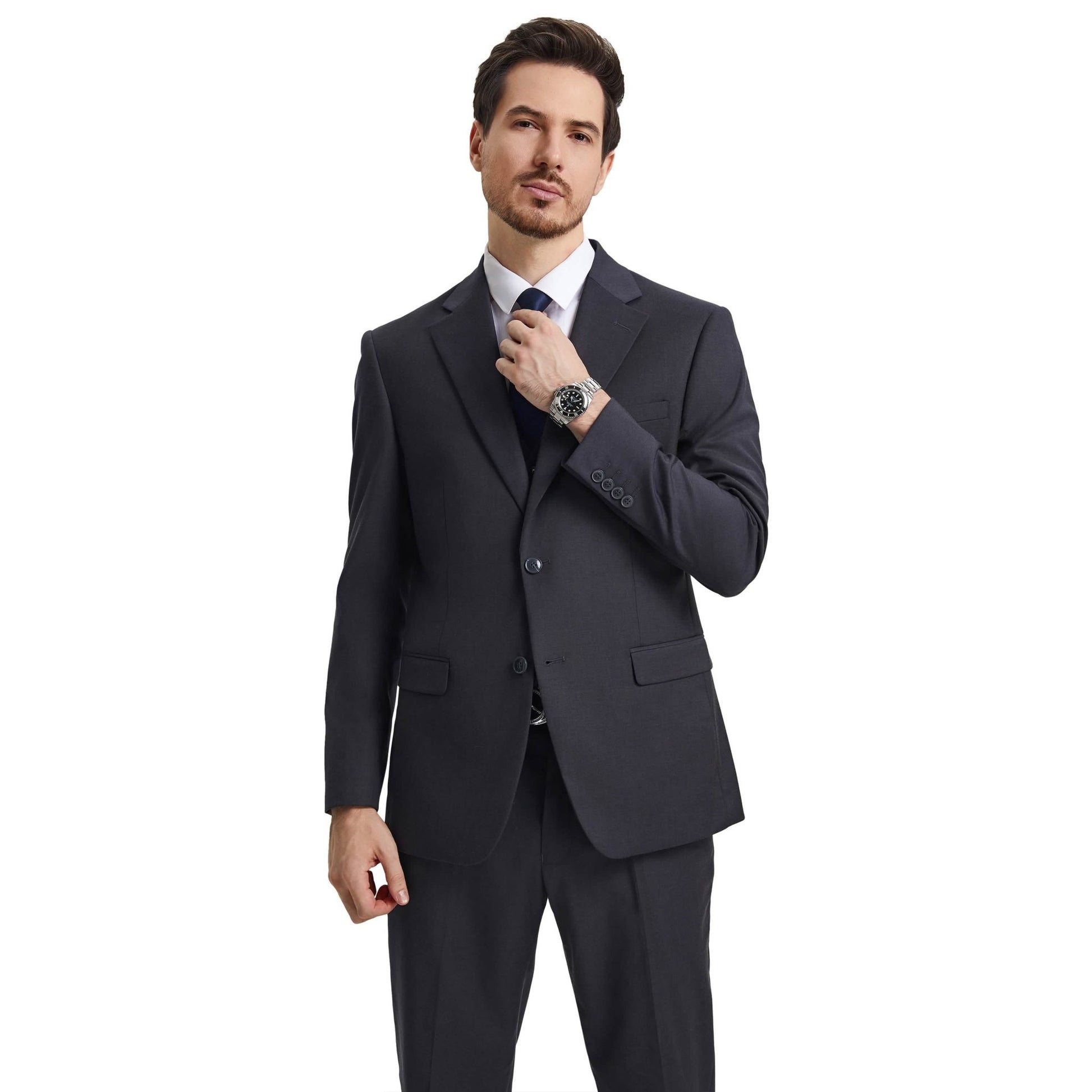 Men's Stacy Adams Hybrid-Fit 3pc Notch Lapel Suit Set, Jacket Vest and Pants from On Time Fashions – Mens-Suits by Stacy Adams, Birmingham AL’s 1 fashion store and premier destination for streetwear, suits, kids fashion, and big & tall