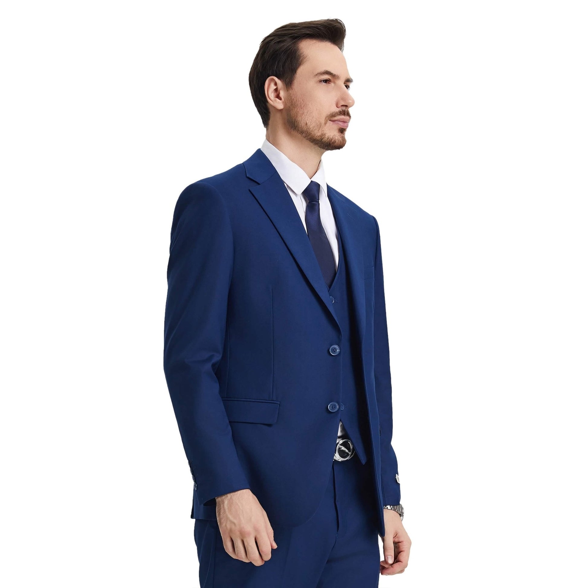 Men's Stacy Adams Hybrid-Fit 3pc Notch Lapel Suit Set, Jacket Vest and Pants from On Time Fashions – Mens-Suits by Stacy Adams, Birmingham AL’s 1 fashion store and premier destination for streetwear, suits, kids fashion, and big & tall