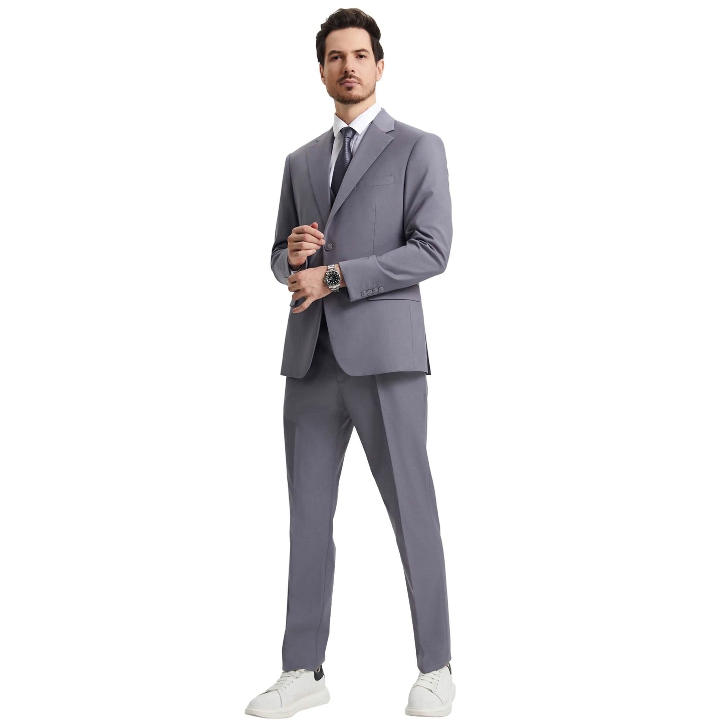 Men's Stacy Adams Hybrid-Fit 3pc Notch Lapel Suit Set, Jacket Vest and Pants from On Time Fashions – Mens-Suits by Stacy Adams, Birmingham AL’s 1 fashion store and premier destination for streetwear, suits, kids fashion, and big & tall