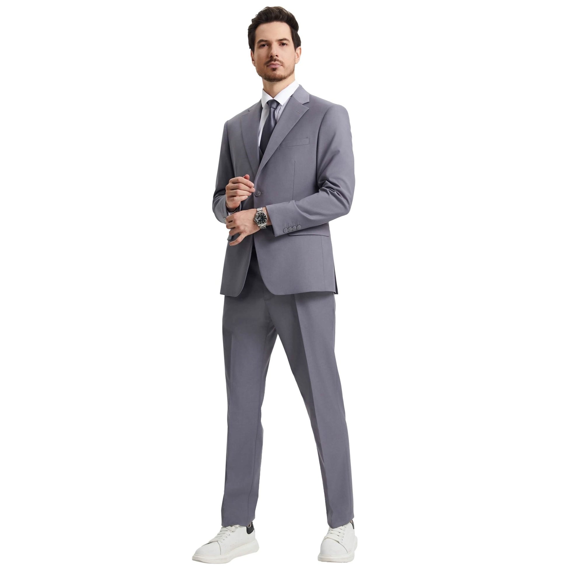 Men's Stacy Adams Hybrid-Fit 3pc Notch Lapel Suit Set, Jacket Vest and Pants from On Time Fashions – Mens-Suits by Stacy Adams, Birmingham AL’s 1 fashion store and premier destination for streetwear, suits, kids fashion, and big & tall