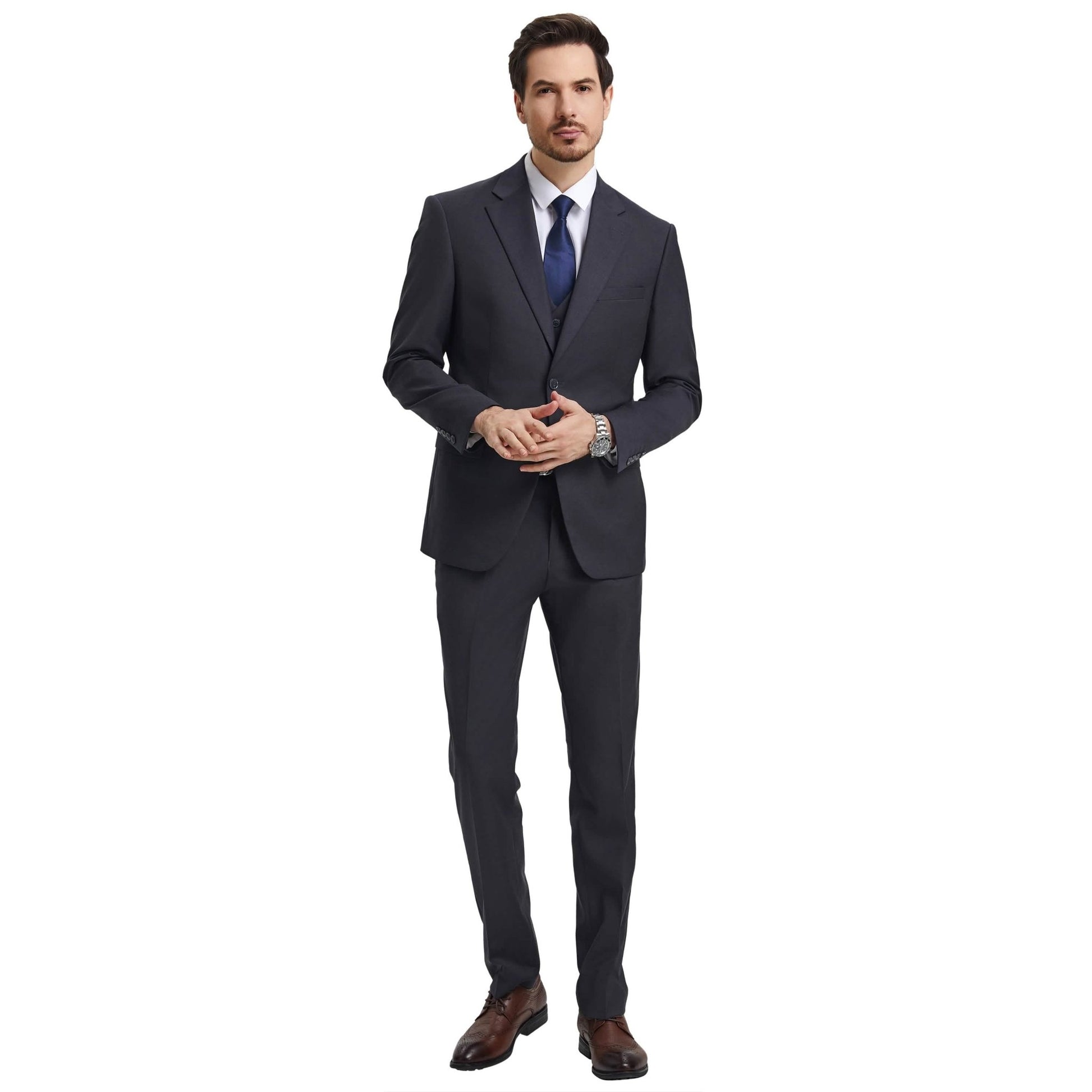 Men's Stacy Adams Hybrid-Fit 3pc Notch Lapel Suit Set, Jacket Vest and Pants from On Time Fashions – Mens-Suits by Stacy Adams, Birmingham AL’s 1 fashion store and premier destination for streetwear, suits, kids fashion, and big & tall