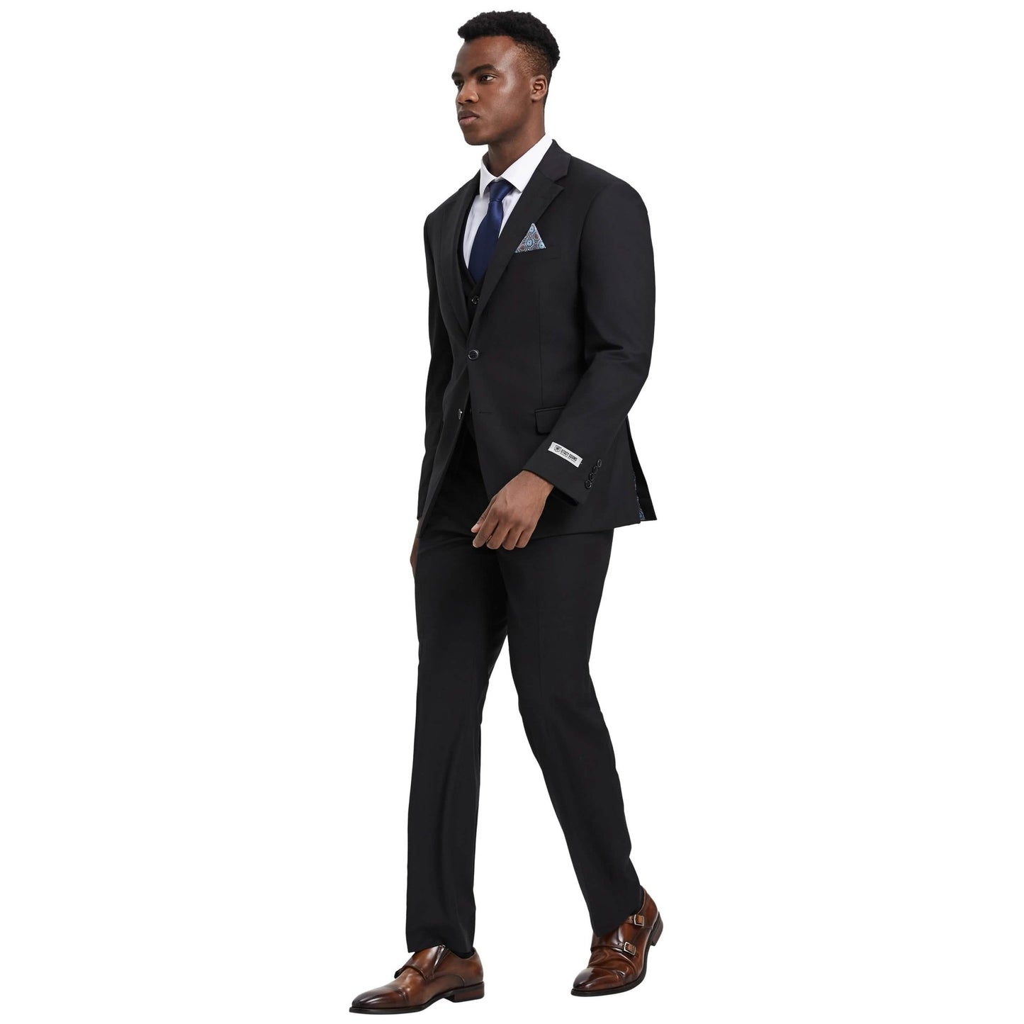 Men's Stacy Adams Hybrid-Fit 3pc Notch Lapel Suit Set, Jacket Vest and Pants from On Time Fashions – Mens-Suits by Stacy Adams, Birmingham AL’s 1 fashion store and premier destination for streetwear, suits, kids fashion, and big & tall