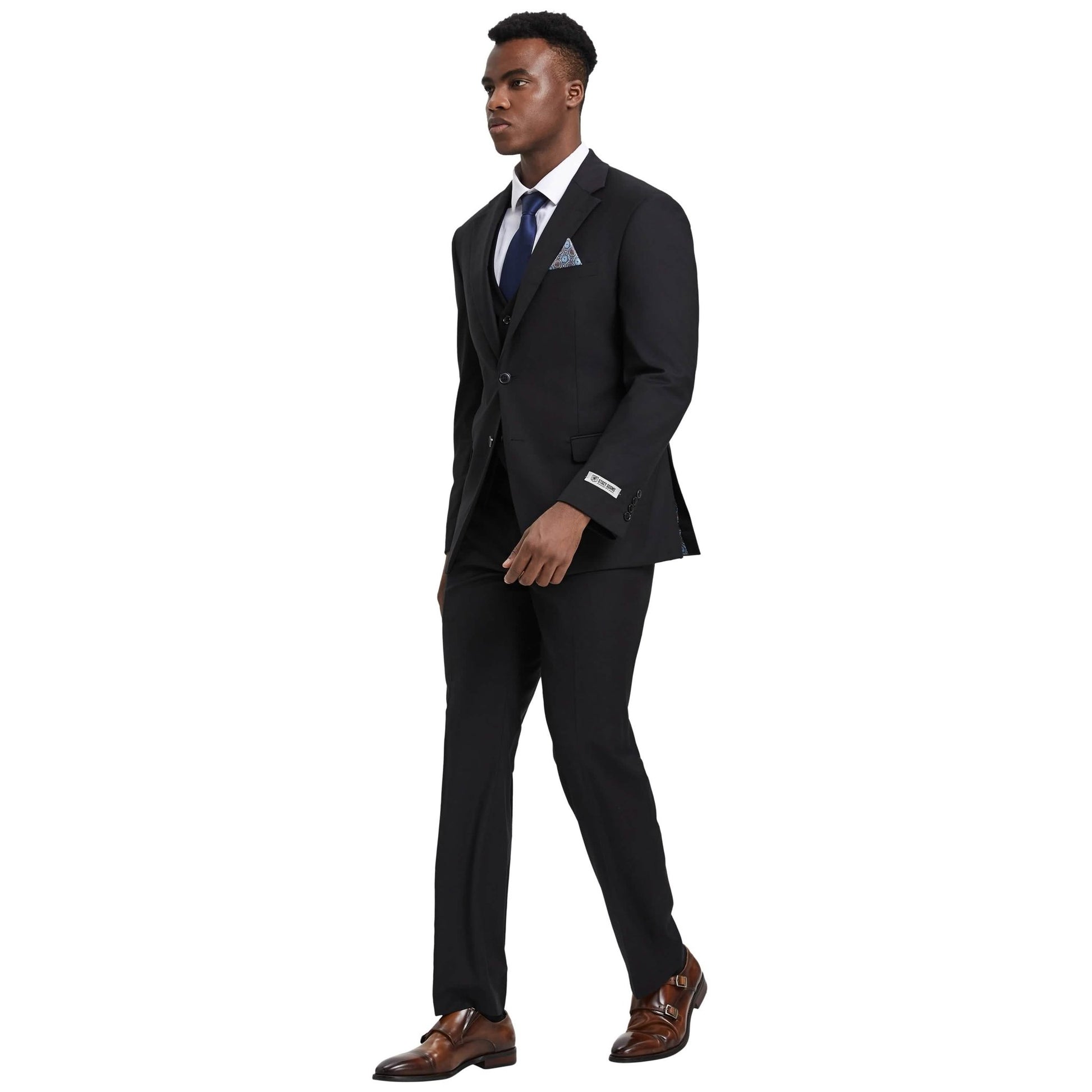 Men's Stacy Adams Hybrid-Fit 3pc Notch Lapel Suit Set, Jacket Vest and Pants from On Time Fashions – Mens-Suits by Stacy Adams, Birmingham AL’s 1 fashion store and premier destination for streetwear, suits, kids fashion, and big & tall