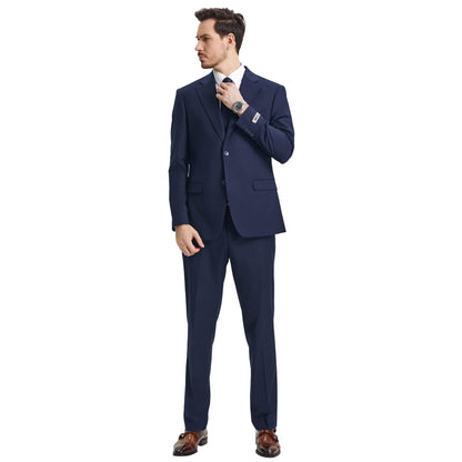 Men's Stacy Adams Hybrid-Fit 3pc Notch Lapel Suit Set, Jacket Vest and Pants from On Time Fashions – Mens-Suits by Stacy Adams, Birmingham AL’s 1 fashion store and premier destination for streetwear, suits, kids fashion, and big & tall