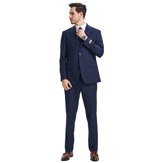 Men's Stacy Adams Hybrid-Fit 3pc Notch Lapel Suit Set, Jacket Vest and Pants from On Time Fashions – Mens-Suits by Stacy Adams, Birmingham AL’s 1 fashion store and premier destination for streetwear, suits, kids fashion, and big & tall