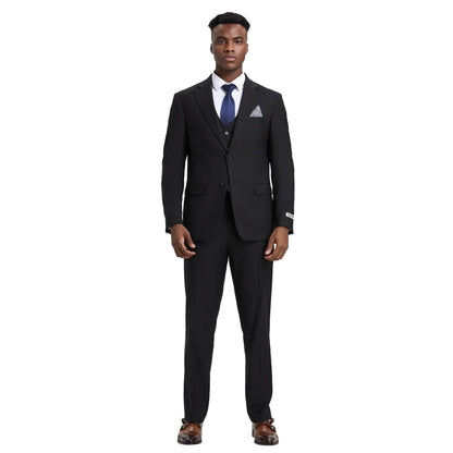 Men's Stacy Adams Hybrid-Fit 3pc Notch Lapel Suit Set, Jacket Vest and Pants from On Time Fashions – Mens-Suits by Stacy Adams, Birmingham AL’s 1 fashion store and premier destination for streetwear, suits, kids fashion, and big & tall