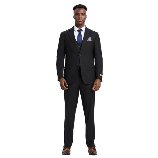 Men's Stacy Adams Hybrid-Fit 3pc Notch Lapel Suit Set, Jacket Vest and Pants from On Time Fashions – Mens-Suits by Stacy Adams, Birmingham AL’s 1 fashion store and premier destination for streetwear, suits, kids fashion, and big & tall