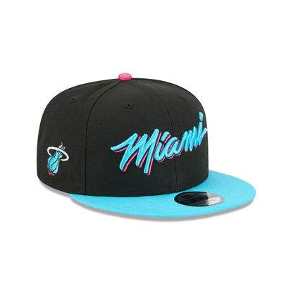 Miami Heat City Edition 9FIFTY black and turquoise snapback front