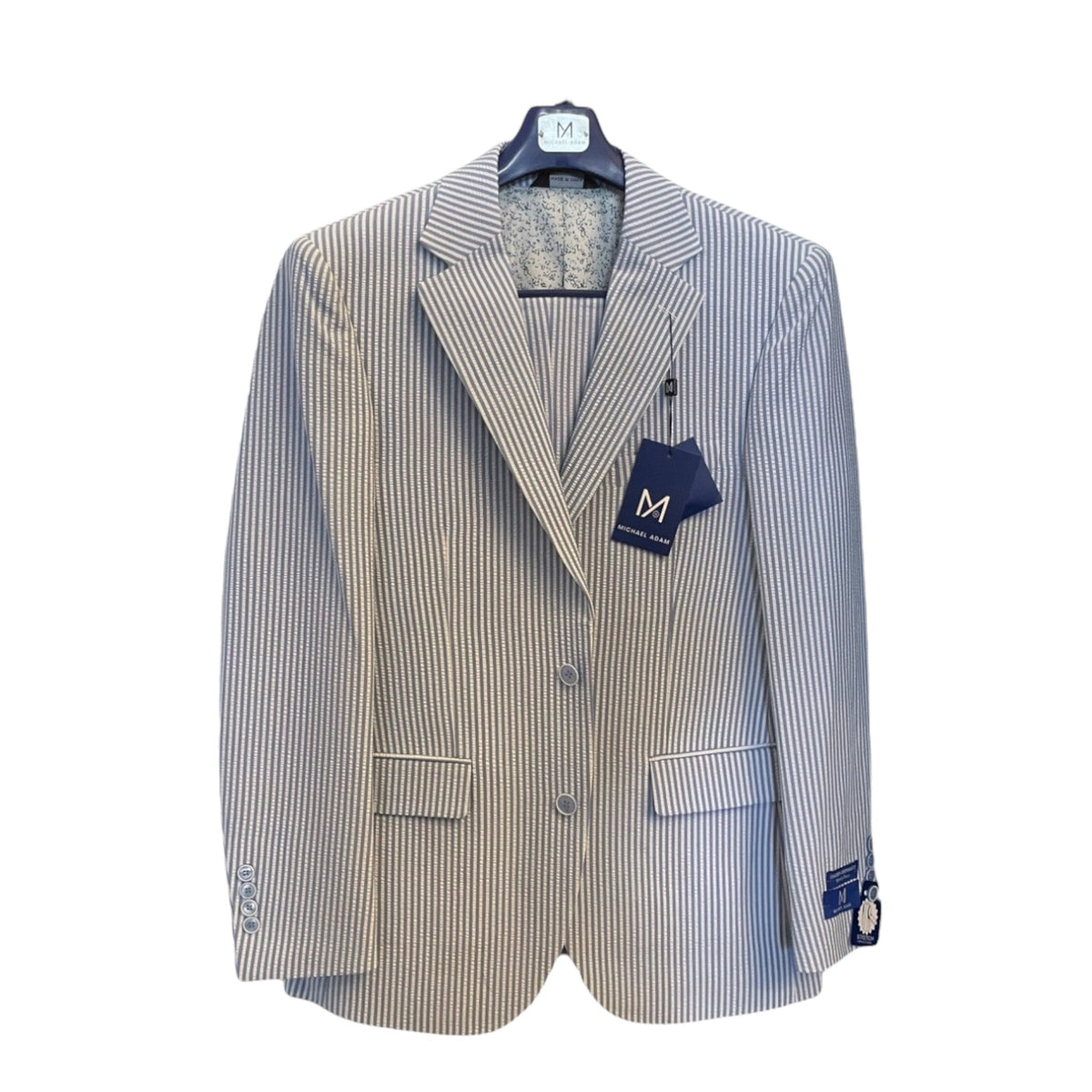Michael Adams Seersucker Modern Fit Suit 3412, Purple jacket detail