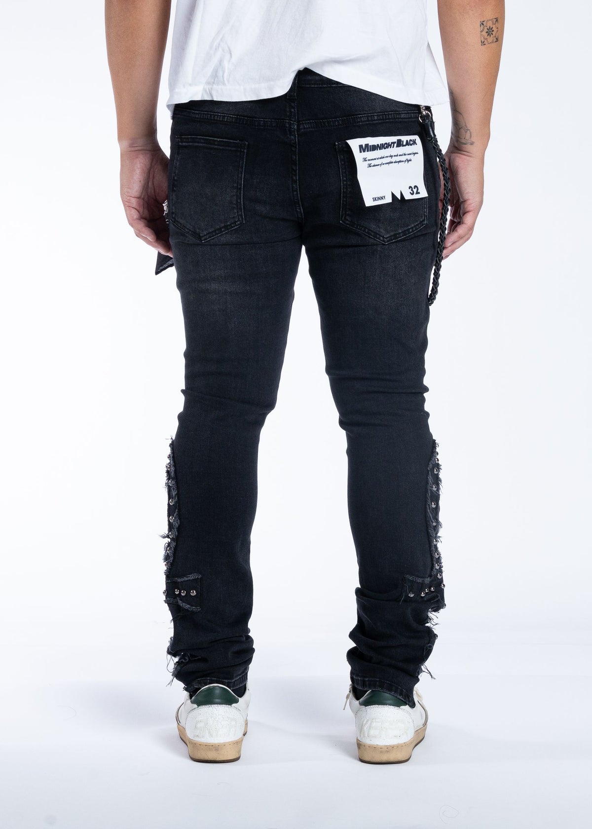 Midnight Black Ankh black jeans, back view