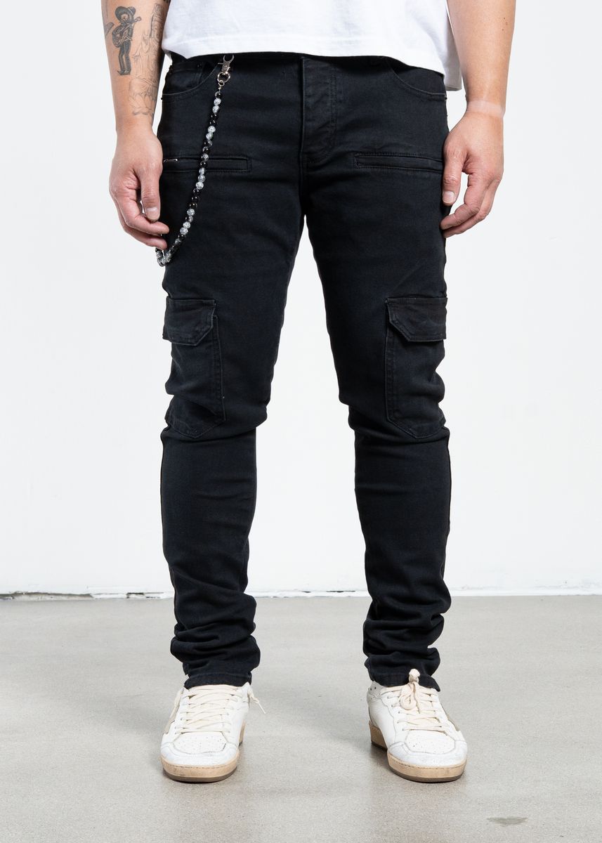 Midnight Black Cargo Denim – view 2