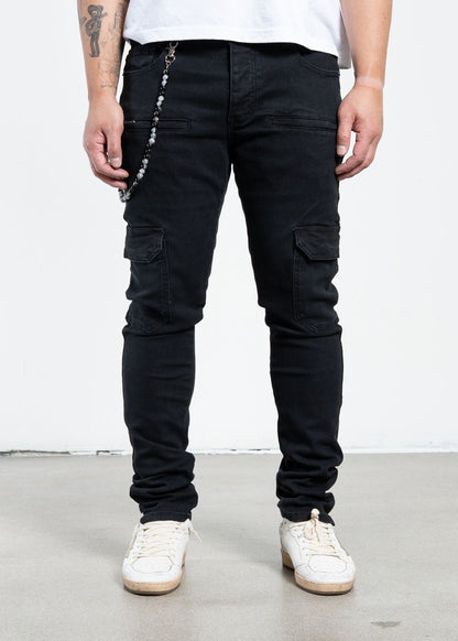 Midnight Black Cargo Denim – view 2