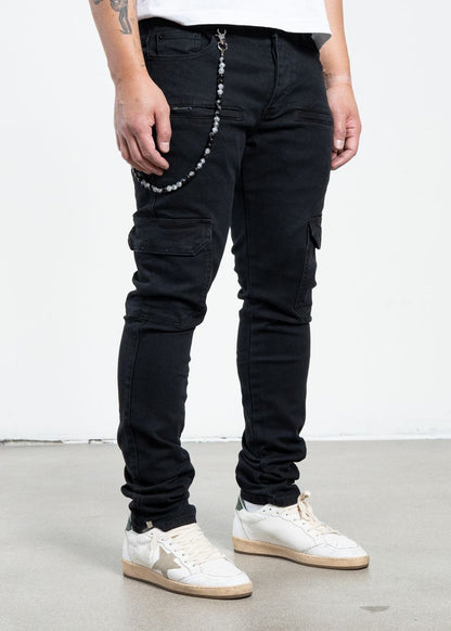 Midnight Black Cargo Denim