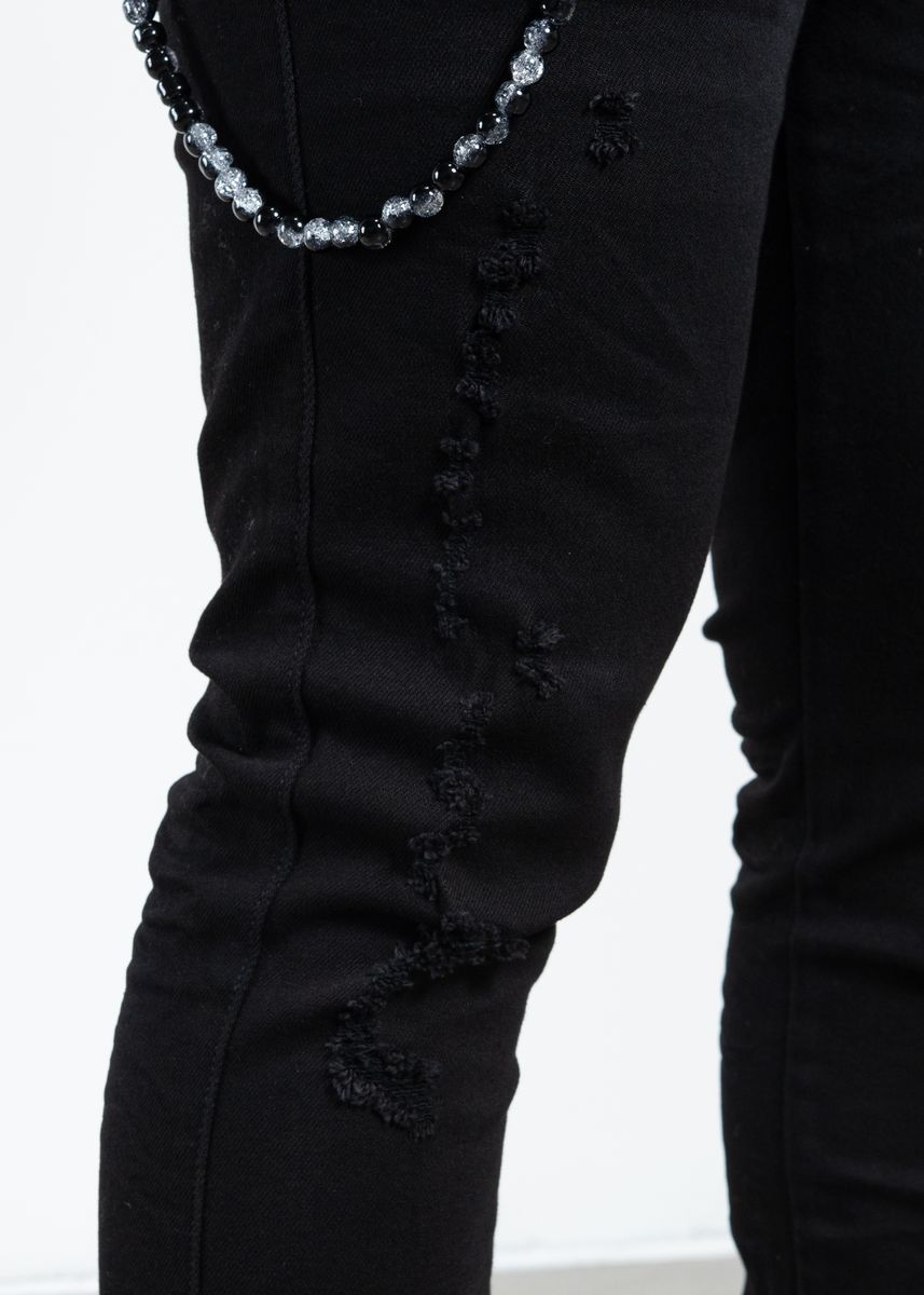 Midnight Black Distressed Skinny Denim – view 3