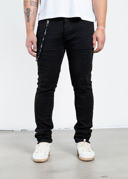 Midnight Black Distressed Skinny Denim – view 2