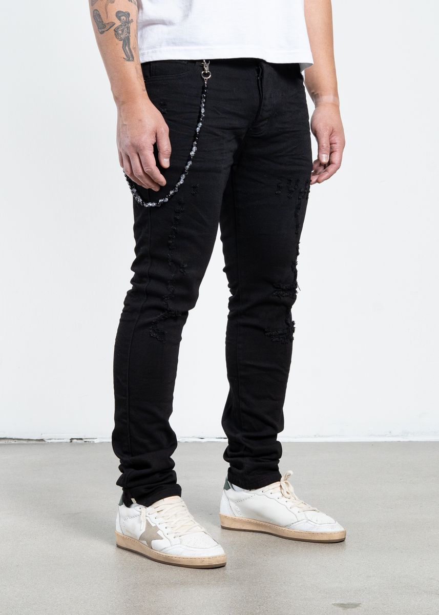 Midnight Black Distressed Skinny Denim