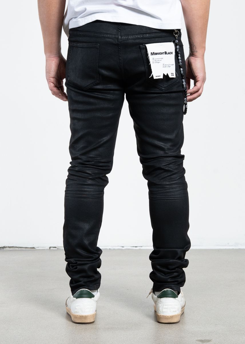 Midnight Black Waxed Skinny Denim – view 5