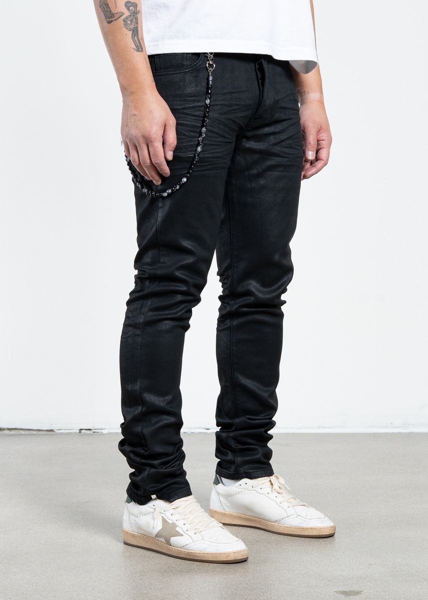Midnight Black Waxed Skinny Denim