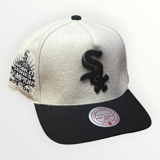 Mitchell & Ness Chicago White Sox Cream Team Pro Snapback from On Time Fashions – Snapback Hat by Mitchell & Ness, Birmingham AL’s 1 fashion store and premier destination for streetwear, suits, kids fashion, and big & tall