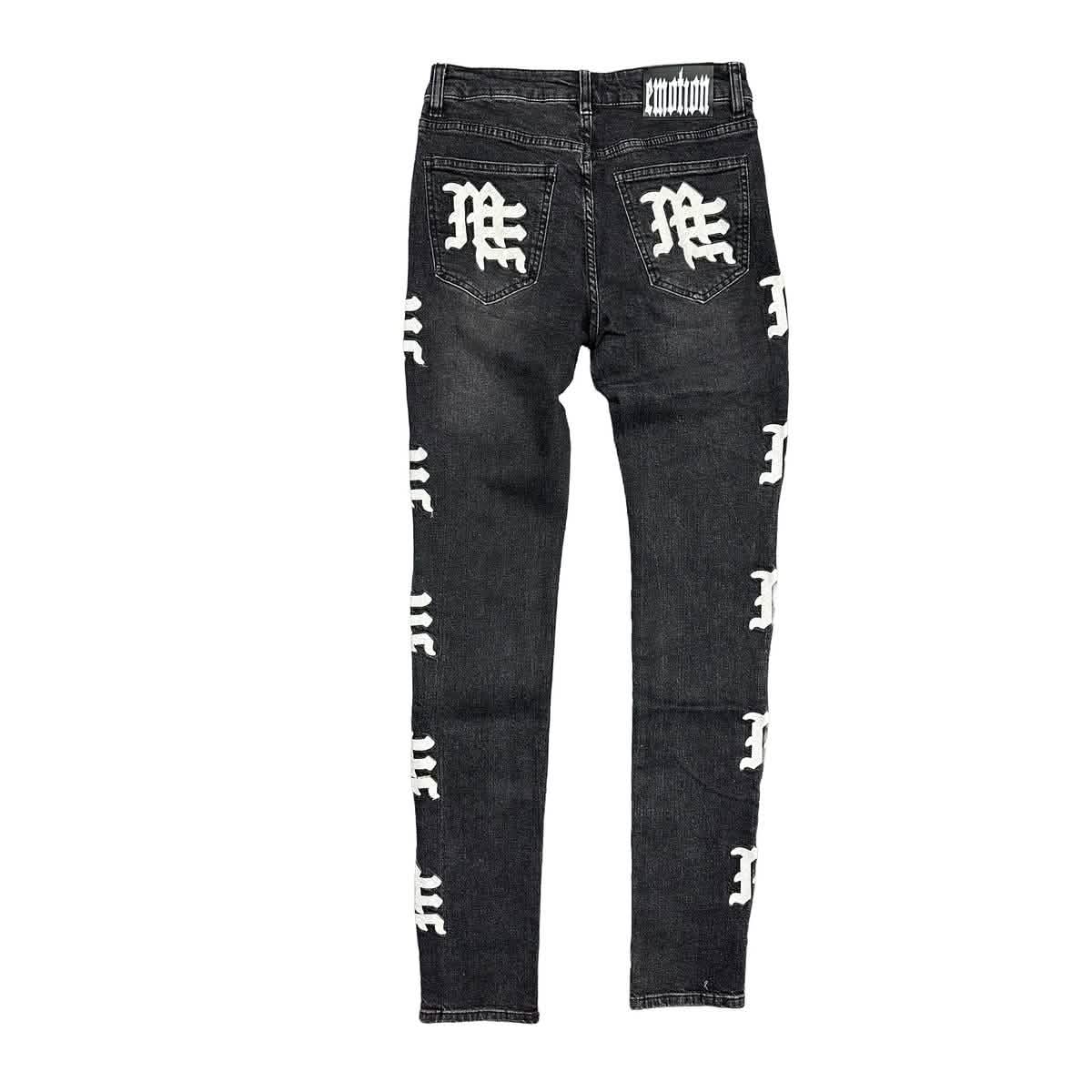 Mixed Emotion Monogram Denim from On Time Fashions – Jeans by Mixed Emotion, Birmingham AL’s 1 fashion store and premier destination for streetwear, suits, kids fashion, and big & tall