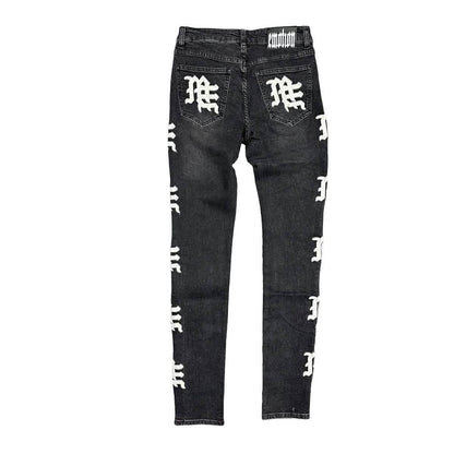 Mixed Emotion Monogram Denim from On Time Fashions – Jeans by Mixed Emotion, Birmingham AL’s 1 fashion store and premier destination for streetwear, suits, kids fashion, and big & tall