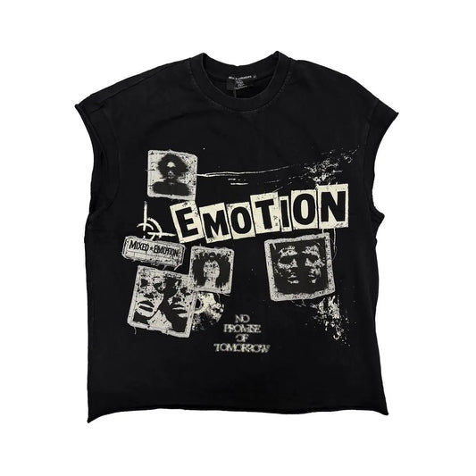 Mixed Emotion Newspaper Sleeveless Tee by Mixed Emotion