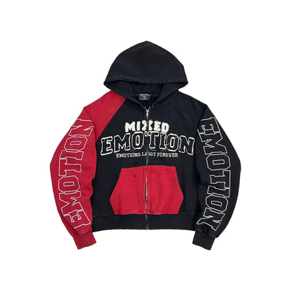 Mixed Emotion Split Decision Hoodie - Red/Black