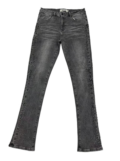 MND GMZ Embellished Flare Jean from On Time Fashions – Jeans by MND GMZ, Birmingham AL’s 1 fashion store and premier destination for streetwear, suits, kids fashion, and big & tall