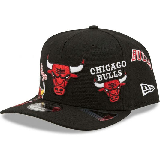 New Era Chicago Bulls black Multi Patch 9FIFTY A Frame snapback studio product photograph