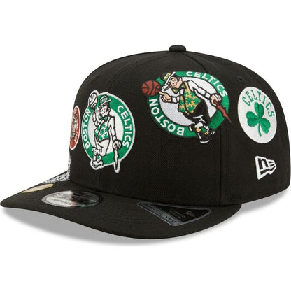 New Era Boston Celtics black Multi Patch 9FIFTY A Frame snapback studio product photograph